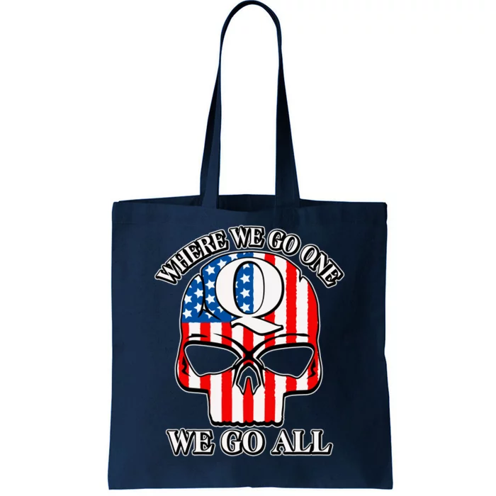 QAnon American Flag Skull Tote Bag