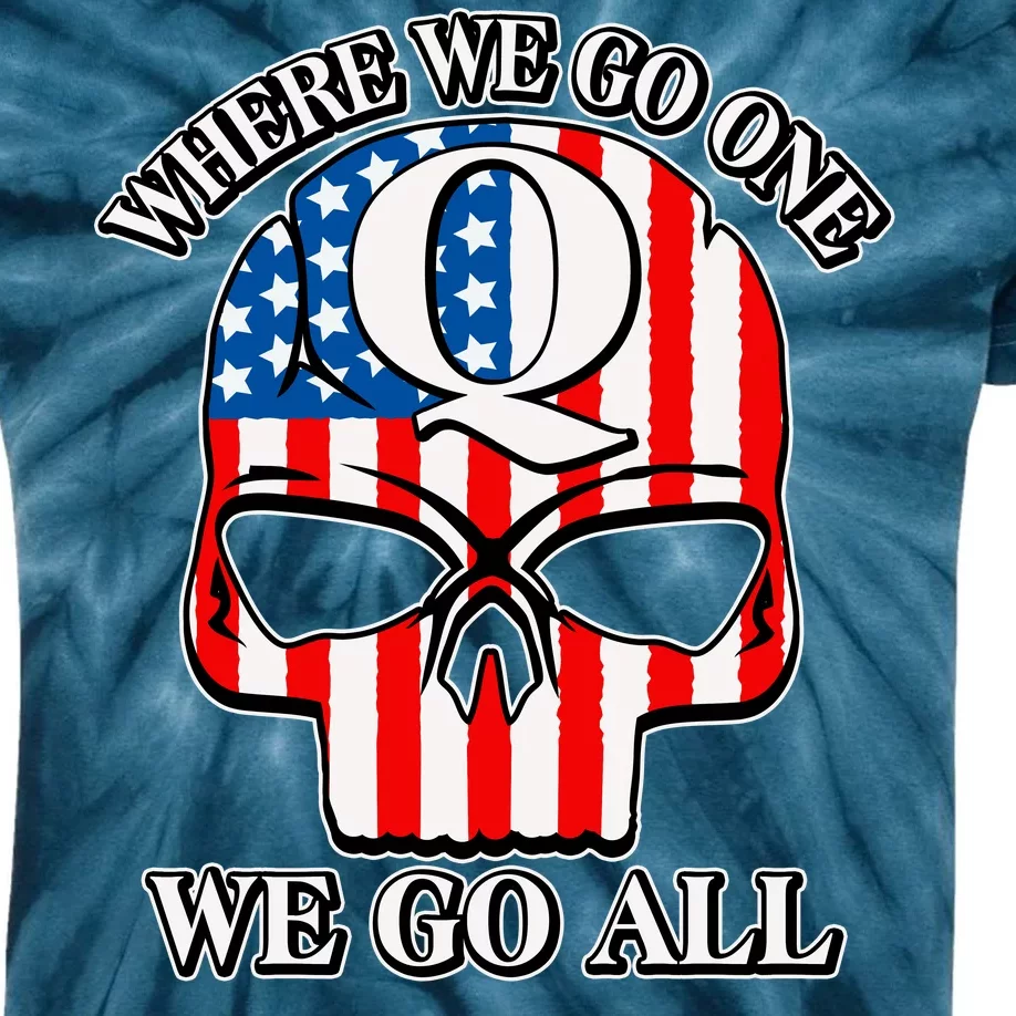 QAnon American Flag Skull Kids Tie-Dye T-Shirt