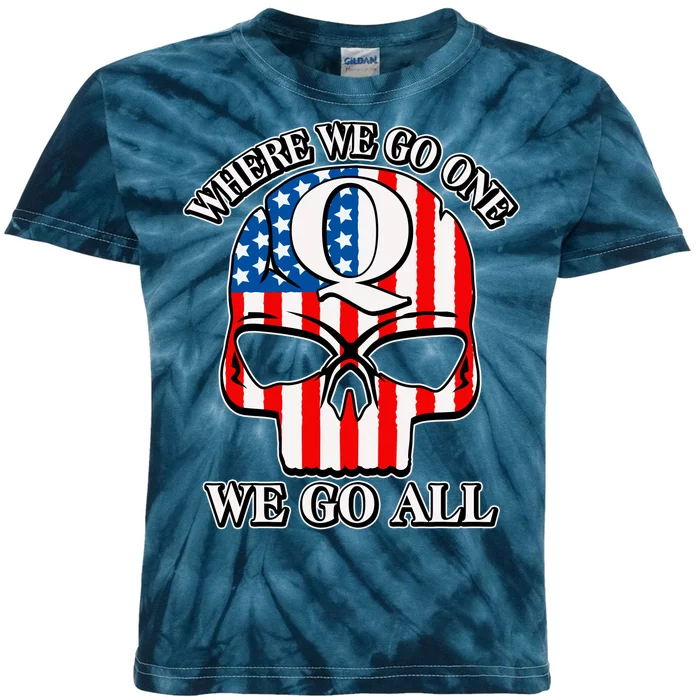 QAnon American Flag Skull Kids Tie-Dye T-Shirt