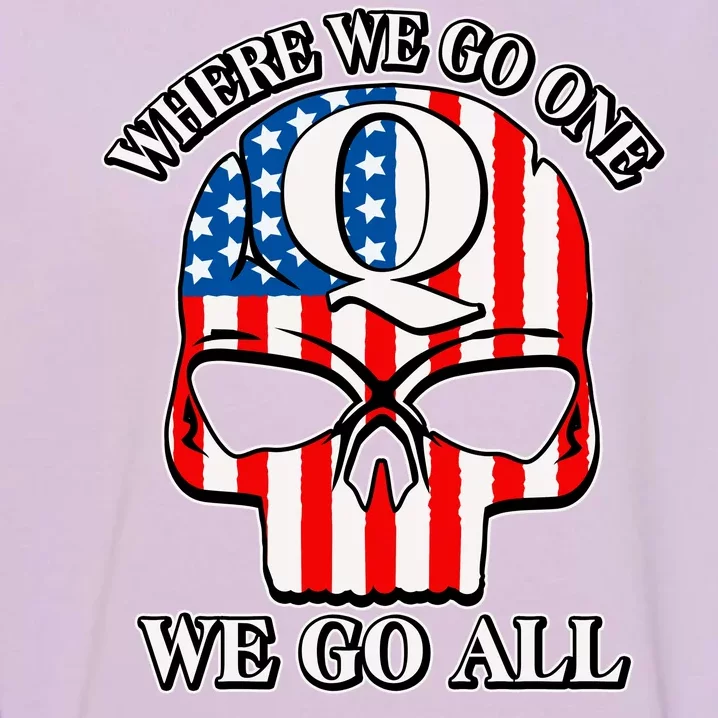 QAnon American Flag Skull Garment-Dyed Sweatshirt