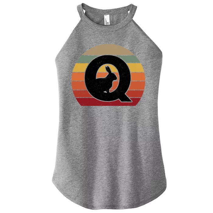 Qanon Conspiracy Rabbit Retro Q Anon Women’s Perfect Tri Rocker Tank