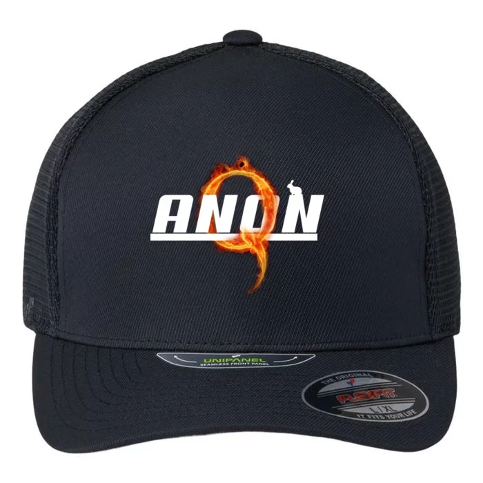 QAnon The Rabbit Storm Fire Logo Flexfit Unipanel Trucker Cap