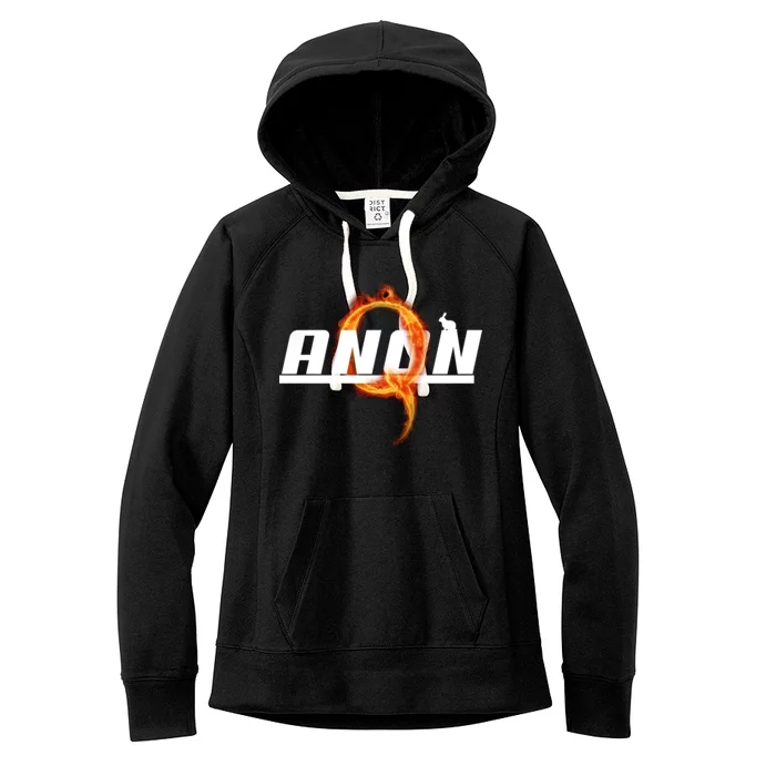 QAnon The Rabbit Storm Fire Logo Women's Fleece Hoodie