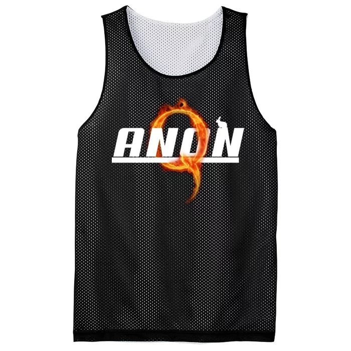 QAnon The Rabbit Storm Fire Logo Mesh Reversible Basketball Jersey Tank