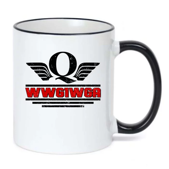 QAnon Wings WWG1WGA Black Color Changing Mug