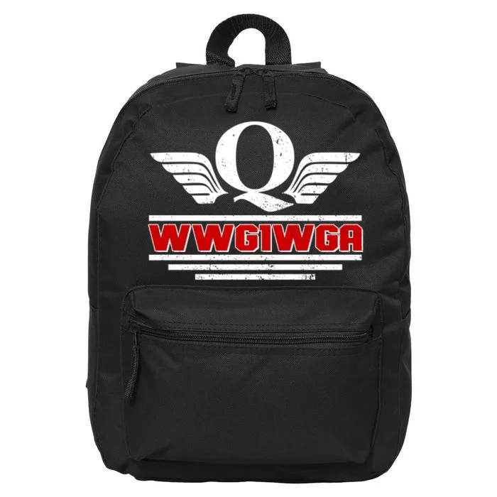 QAnon Wings WWG1WGA 16 in Basic Backpack