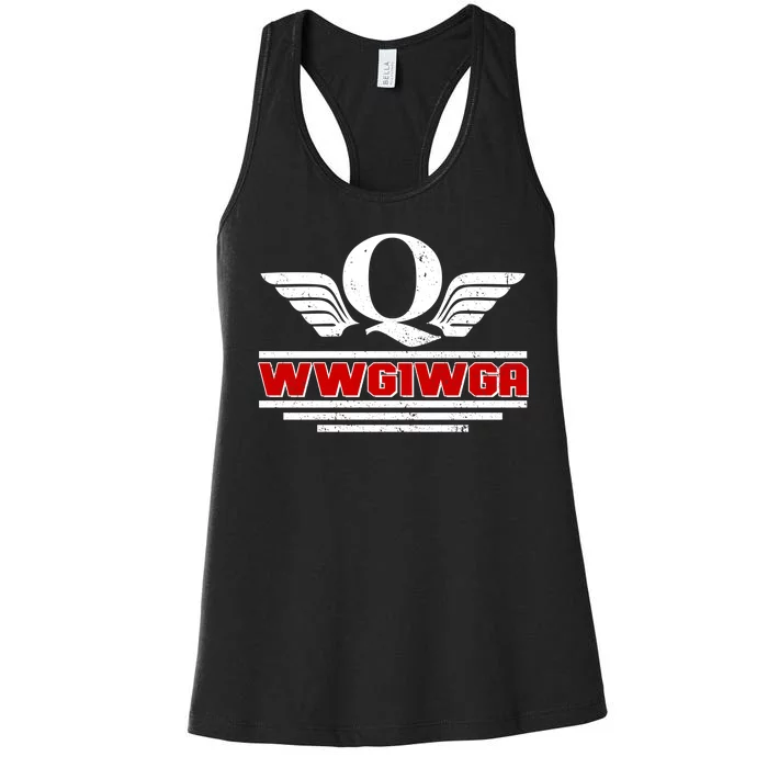 QAnon Wings WWG1WGA Women's Racerback Tank