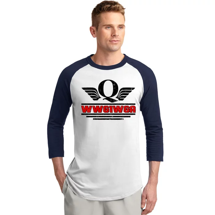 QAnon Wings WWG1WGA Baseball Sleeve Shirt