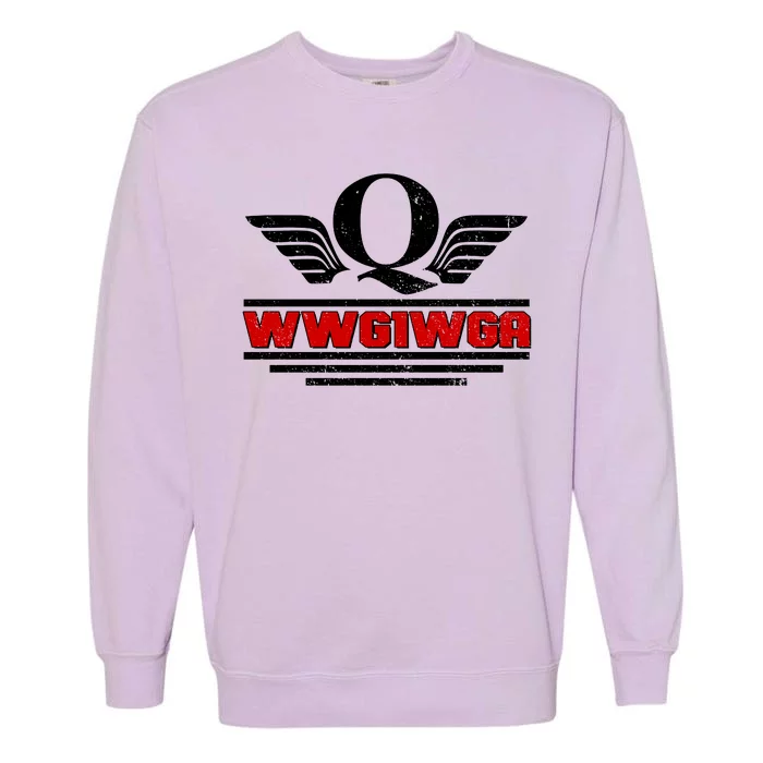 QAnon Wings WWG1WGA Garment-Dyed Sweatshirt