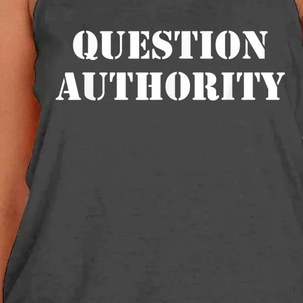 Question Authority Protest Resist Politics Free Thinker Women's Knotted Racerback Tank