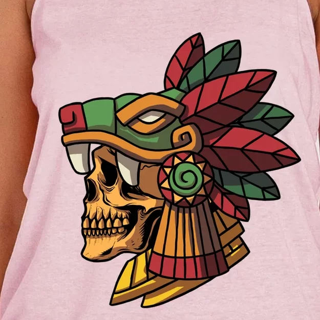 Quetzalcoatl Aztec Skull Mayan Ancient Inca Toltec Gift Women's Knotted Racerback Tank