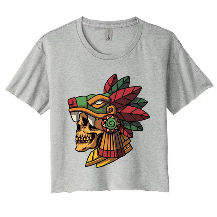 Quetzalcoatl Aztec Skull Mayan Ancient Inca Toltec Gift Women's Crop Top Tee