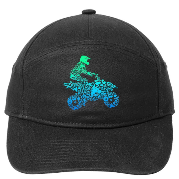 Quad Biker Atv 4 Wheeler Funny Quad Gift 7-Panel Snapback Hat