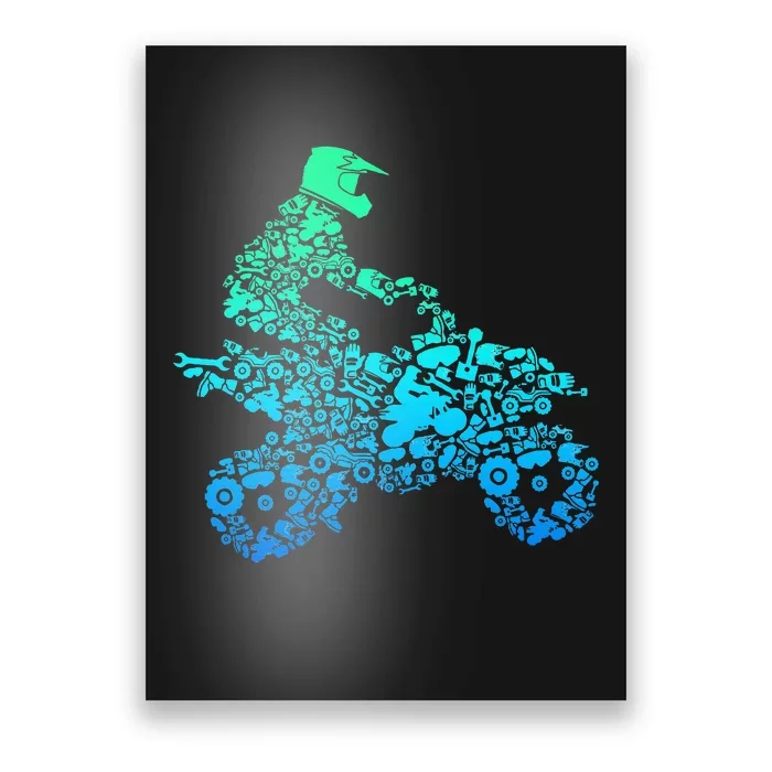 Quad Biker Atv 4 Wheeler Funny Quad Gift Poster