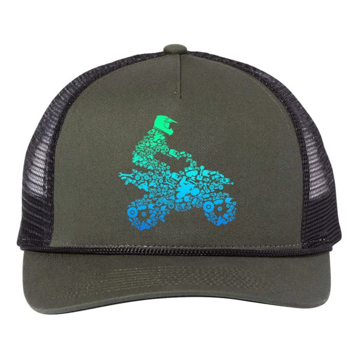 Quad Biker Atv 4 Wheeler Funny Quad Gift Retro Rope Trucker Hat Cap