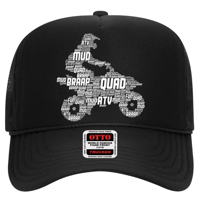 Quad Biker Atv 4 Wheeler Funny Quad High Crown Mesh Trucker Hat