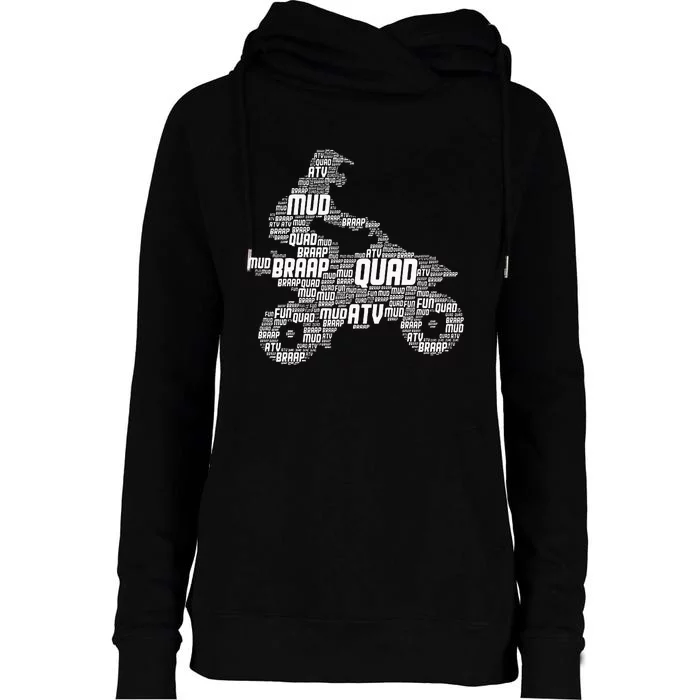 Quad Biker Atv 4 Wheeler Funny Quad Womens Funnel Neck Pullover Hood