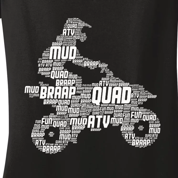 Quad Biker Atv 4 Wheeler Funny Quad Women's V-Neck T-Shirt