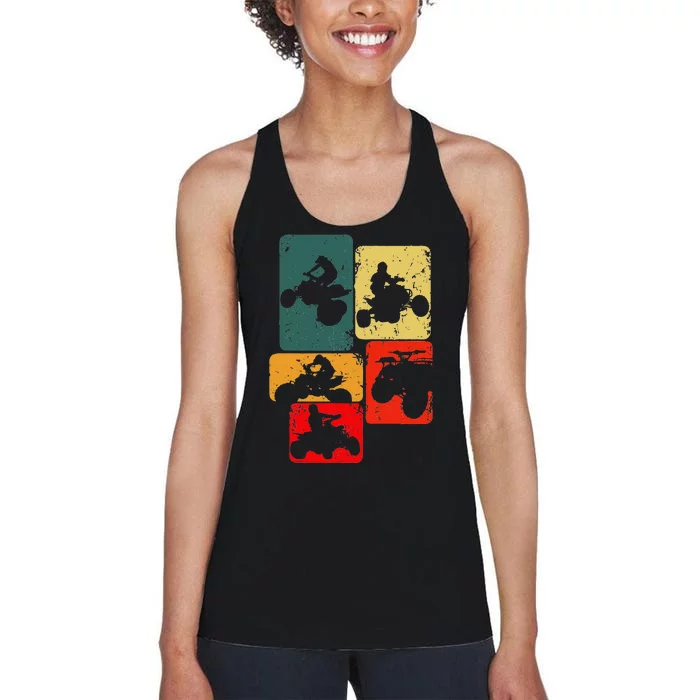 Quad Biker Atv 4 Wheeler Quad Women's Racerback Tank