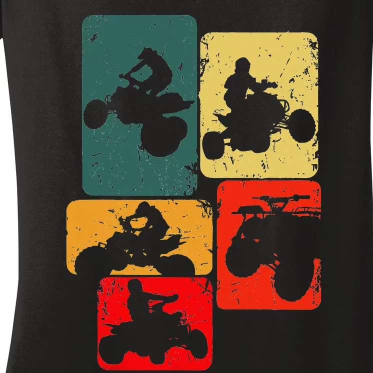 Quad Biker Atv 4 Wheeler Quad Women's V-Neck T-Shirt