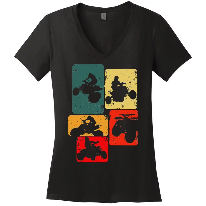 Quad Biker Atv 4 Wheeler Quad Women's V-Neck T-Shirt