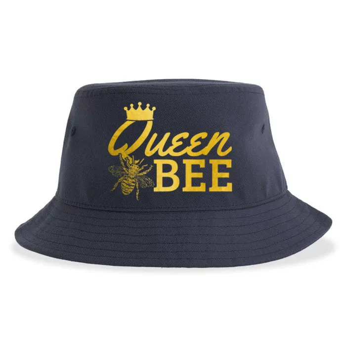 Queen Bee Beekeeper Beekeeping Vintage Funny Cute Girls Bee Sustainable Bucket Hat