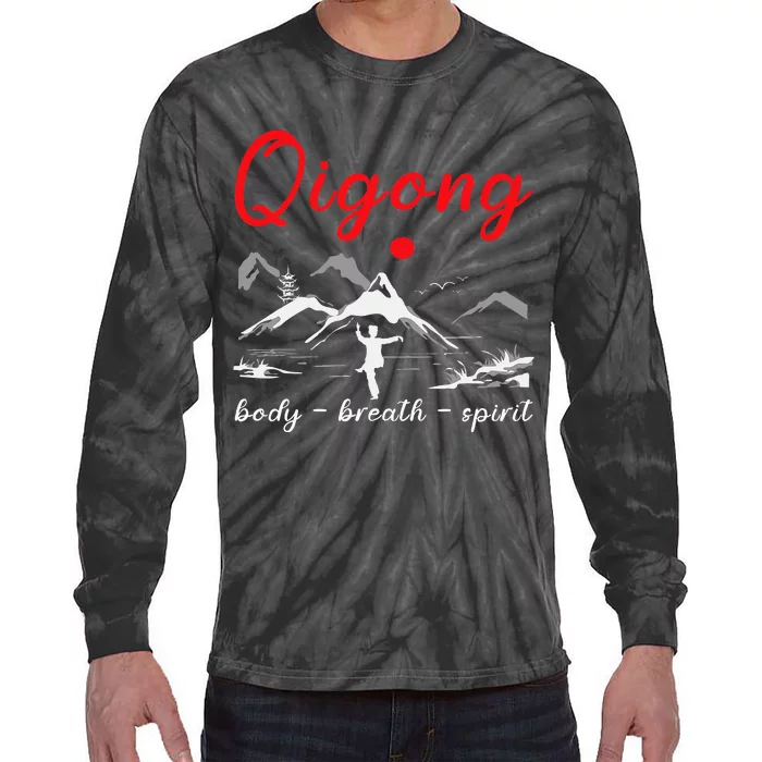 Qigong Body Breath Spirit Chinese Exercises Meditation Tie-Dye Long Sleeve Shirt