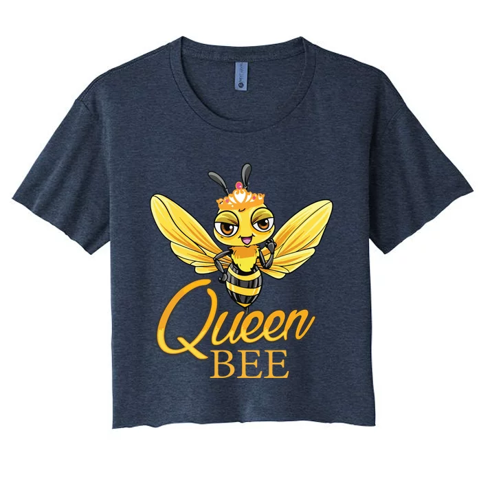 Queen Bee Crown Women Honey Bee Hive Beekeeping Women's Crop Top Tee