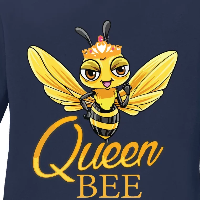 Queen Bee Crown Women Honey Bee Hive Beekeeping Ladies Long Sleeve Shirt