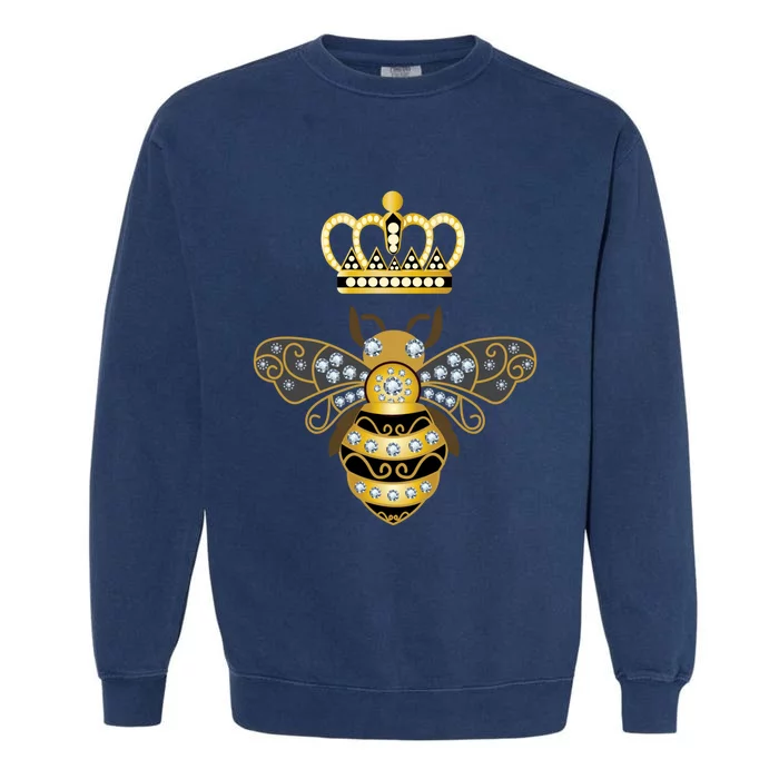 Queen Bee Crown Girl Honey Hive Beekeeping Bee Garment-Dyed Sweatshirt