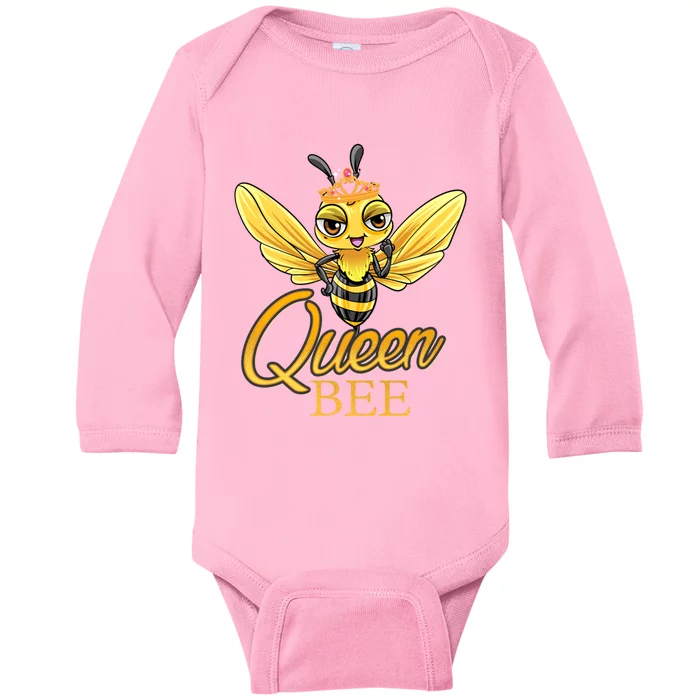 Queen Bee Crown Women Girls Honey Bee Hive Beekeeping Cool Gift Baby Long Sleeve Bodysuit