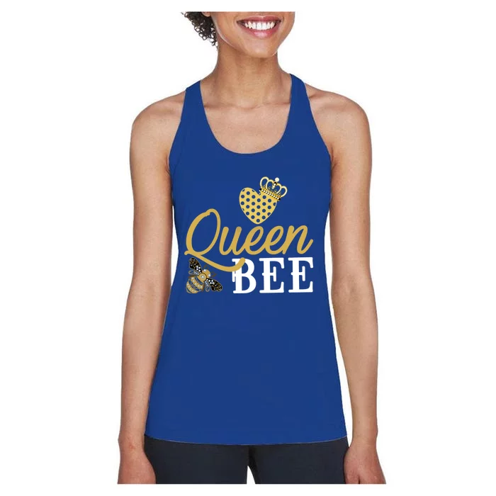 Queen Bee Crown Gift Beekeeper Valentine's Day Funny Gift Women's Racerback Tank