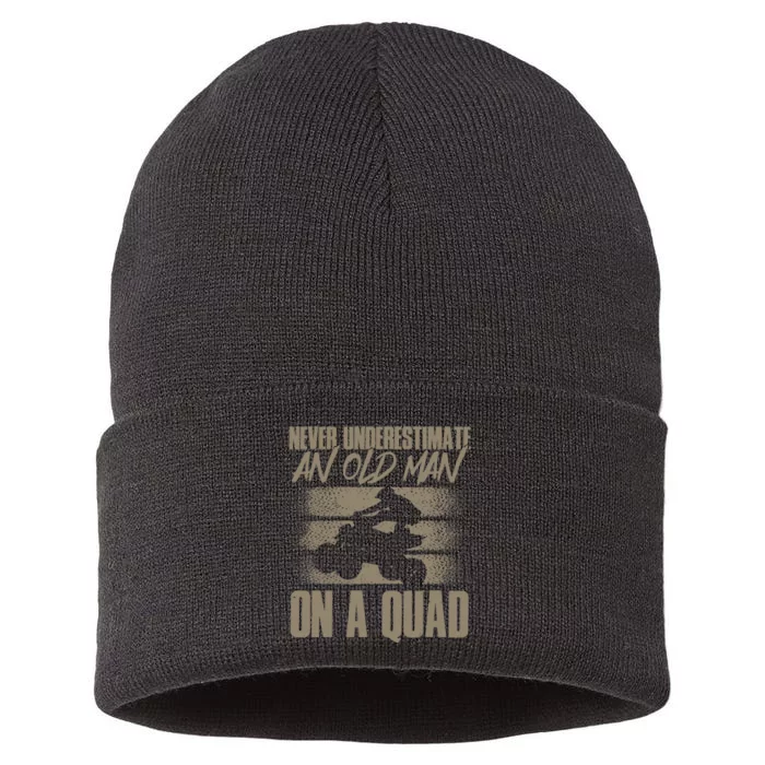 Quad Bike Funny Four Wheeler Quad An Old Man On A Quad ATV Sustainable Knit Beanie