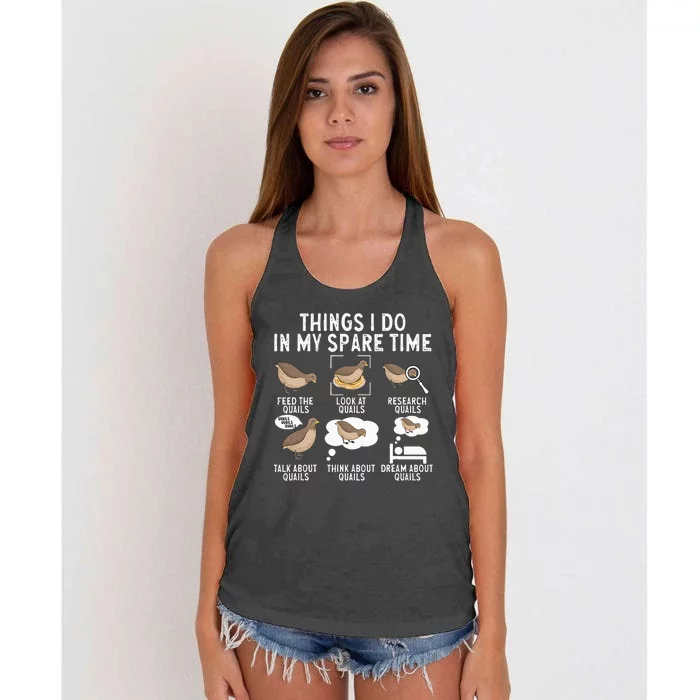 Quail Bird Lover Things I Do In My Spare Time Quail Women's Knotted Racerback Tank