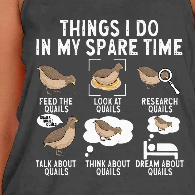 Quail Bird Lover Things I Do In My Spare Time Quail Women's Knotted Racerback Tank