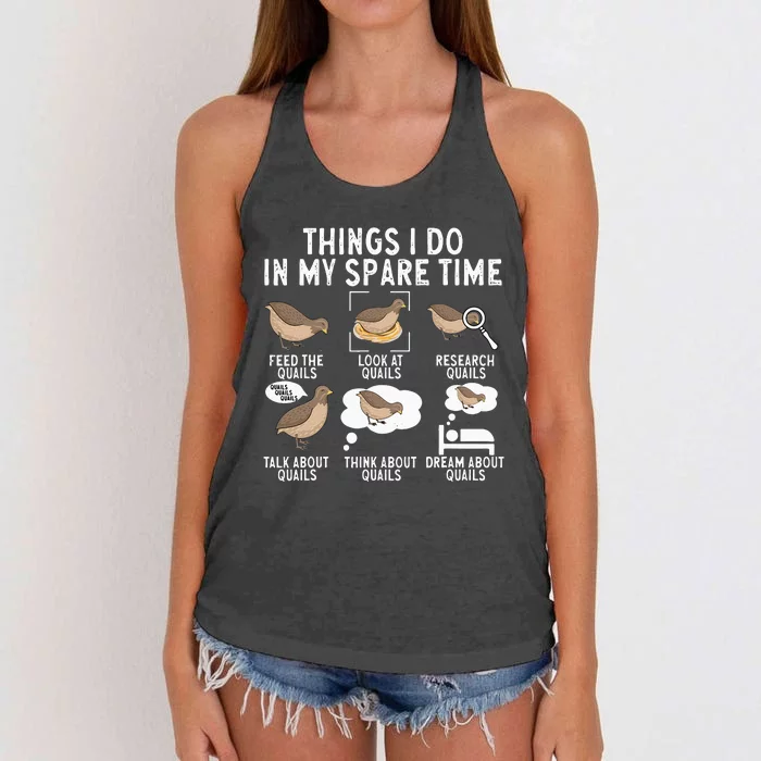 Quail Bird Lover Things I Do In My Spare Time Quail Women's Knotted Racerback Tank