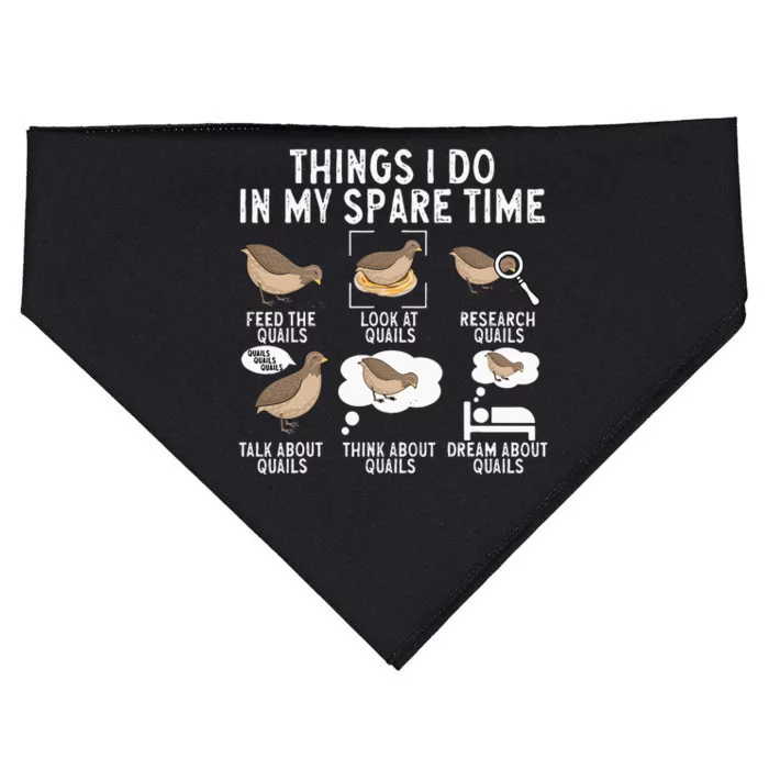 Quail Bird Lover Things I Do In My Spare Time Quail USA-Made Doggie Bandana