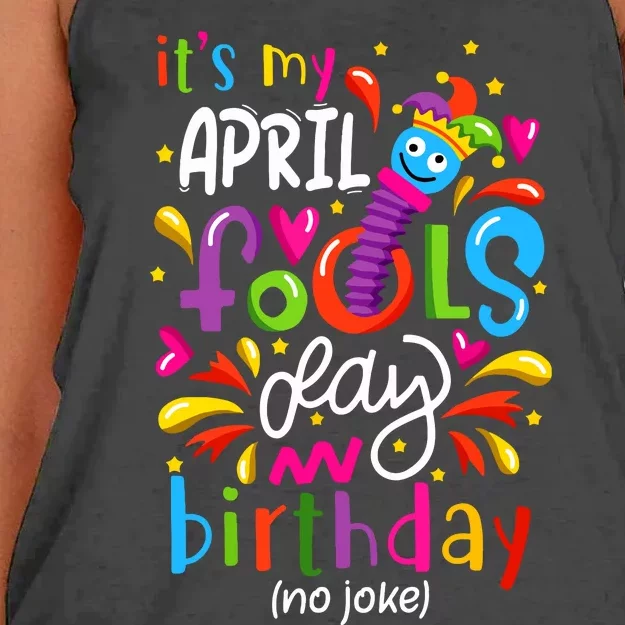 Queen Born On April 1st April Fools Day Birthday Women's Knotted Racerback Tank