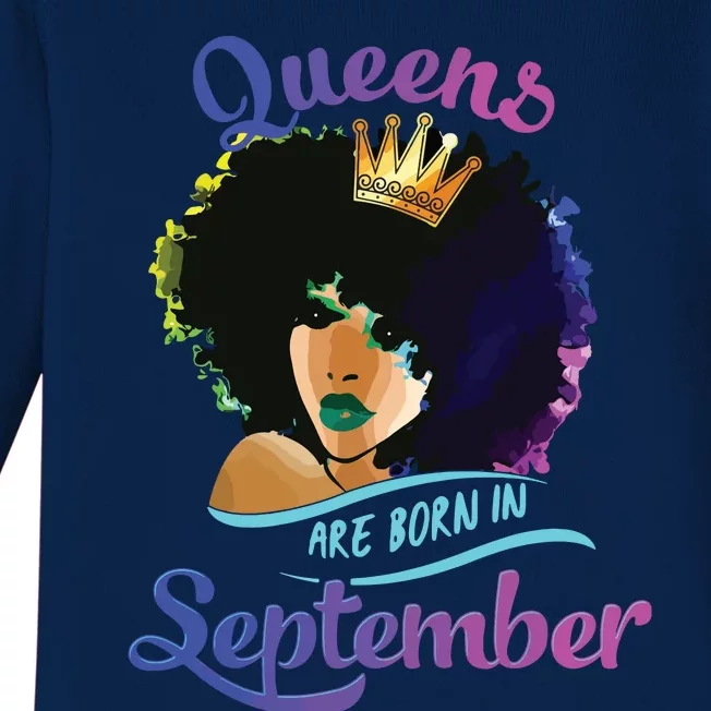 Queens Born September Shirts Black Girl Virgo Libra Birthday Baby Long Sleeve Bodysuit