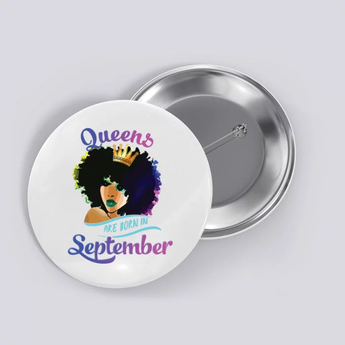 Queens Born September Shirts Black Girl Virgo Libra Birthday Button