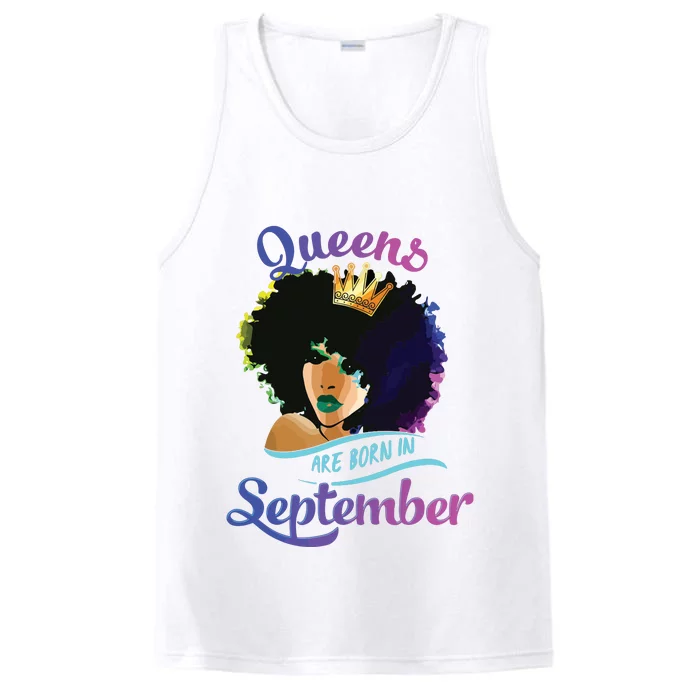 Queens Born September Shirts Black Girl Virgo Libra Birthday Performance Tank