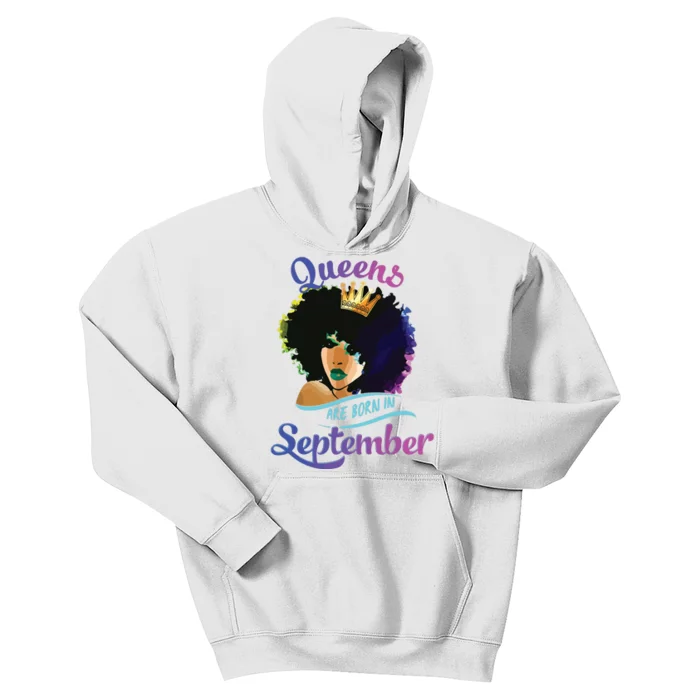 Queens Born September Shirts Black Girl Virgo Libra Birthday Kids Hoodie