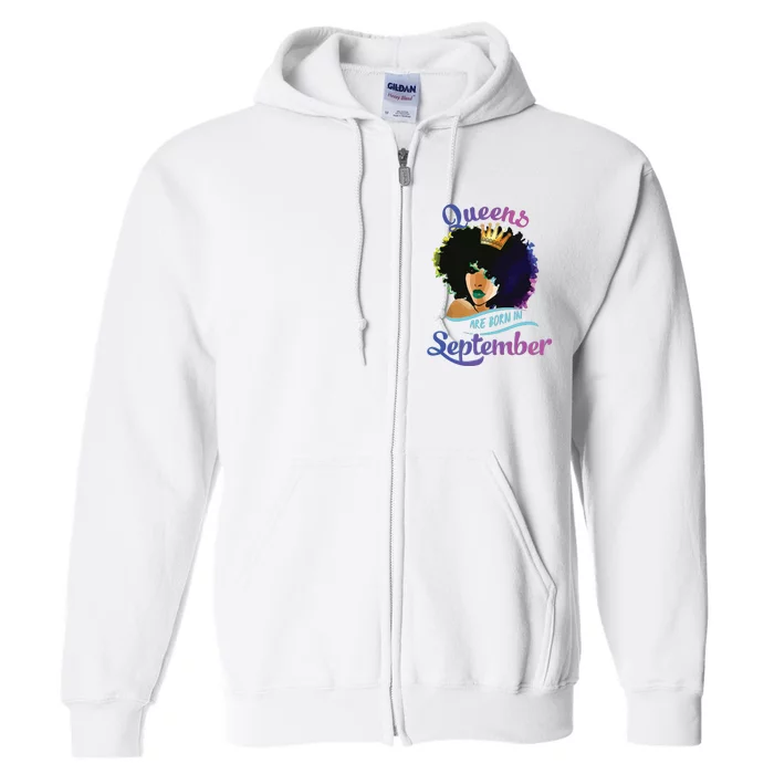 Queens Born September Shirts Black Girl Virgo Libra Birthday Full Zip Hoodie