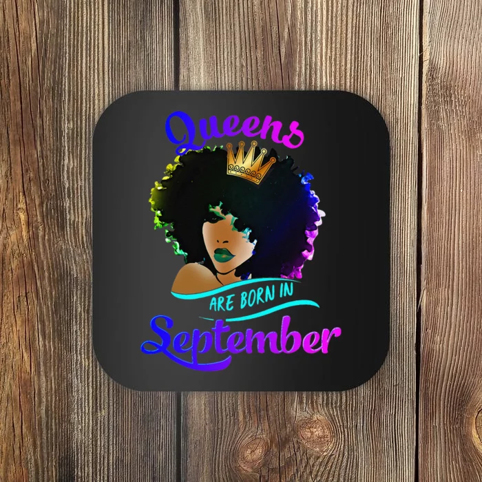 Queens Born September Black Virgo Libra Birthday Coaster