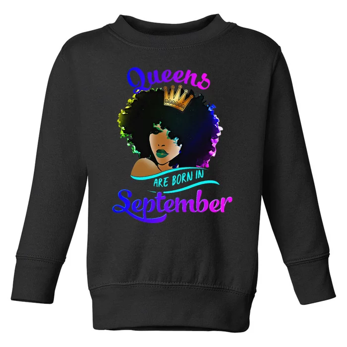 Queens Born September Black Virgo Libra Birthday Toddler Sweatshirt