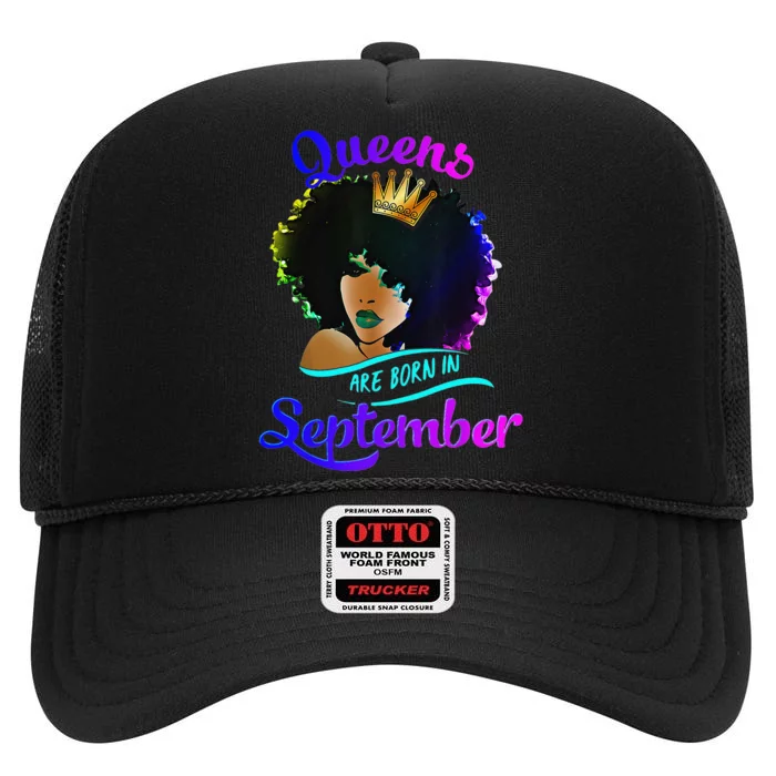 Queens Born September Black Virgo Libra Birthday High Crown Mesh Trucker Hat