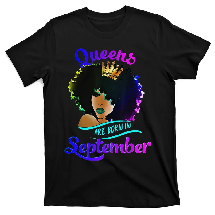 Queens Born September Black Virgo Libra Birthday T-Shirt