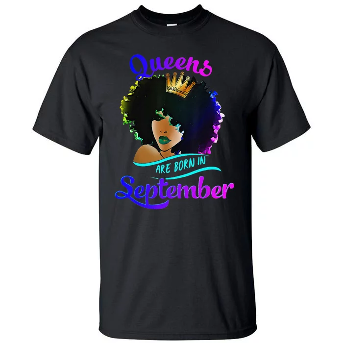 Queens Born September Black Virgo Libra Birthday Tall T-Shirt