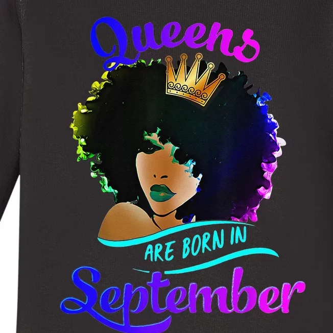 Queens Born September Black Virgo Libra Birthday Baby Long Sleeve Bodysuit