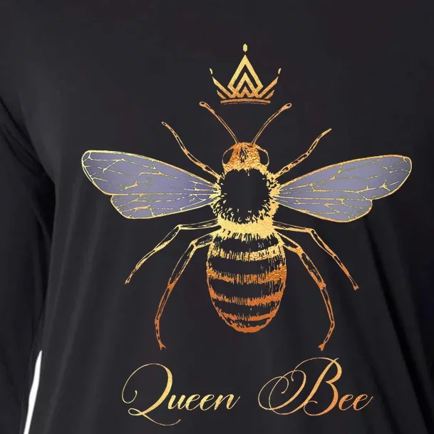 Queen Crown Bee Beekeeping Honey Lover Keeper Cooling Performance Long Sleeve Crew